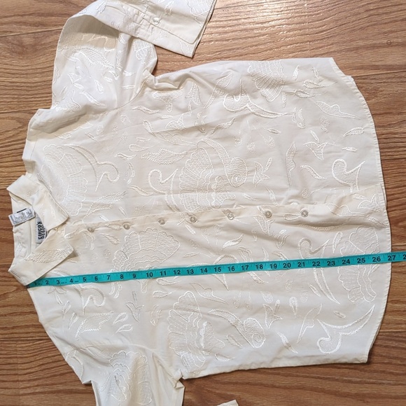 Vintage Chico's embroidered button-down top off-white boho coquette size L / 3 - Picture 5 of 7